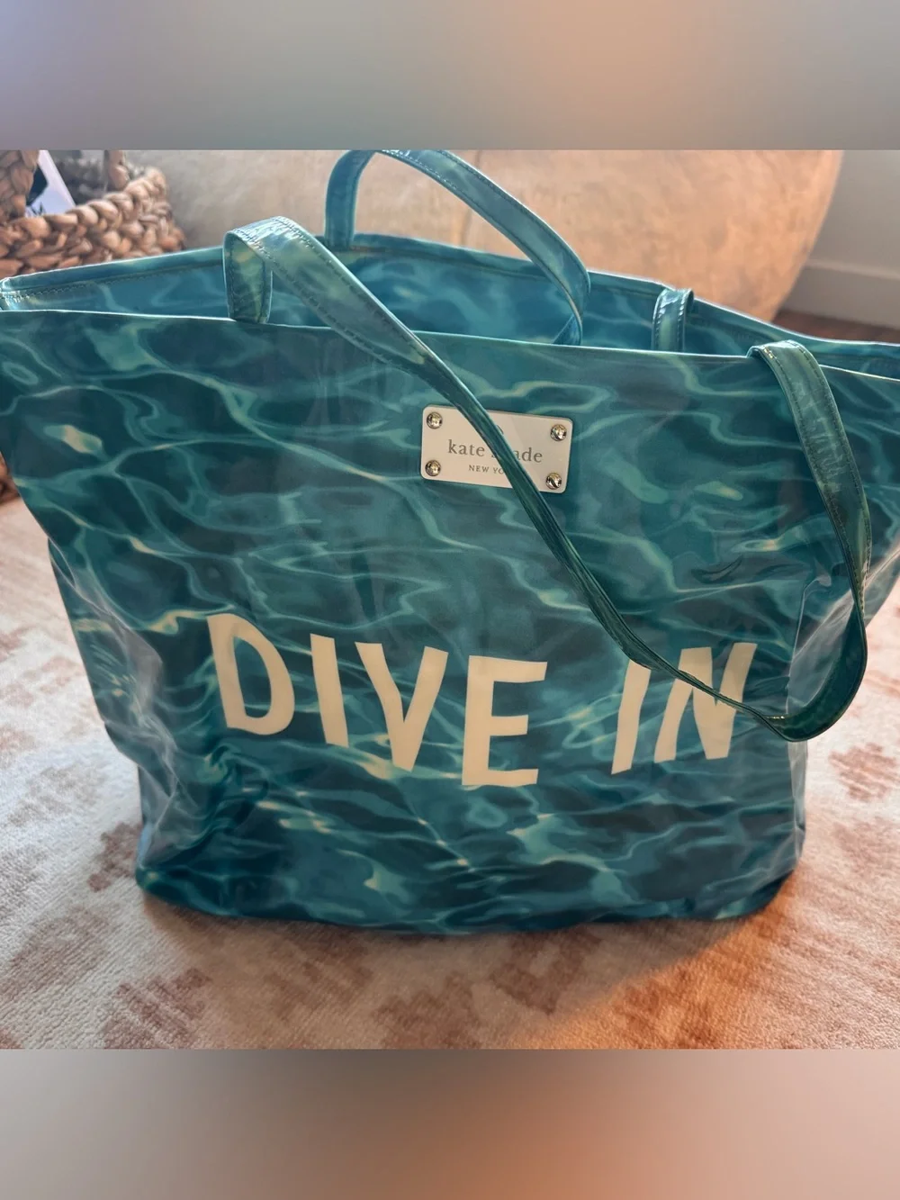 kate spade Teal Pool-Print 'DIVE IN' Coated Canvas Tote